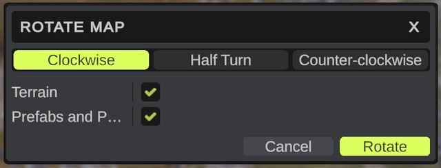 The Rotate Map dialog